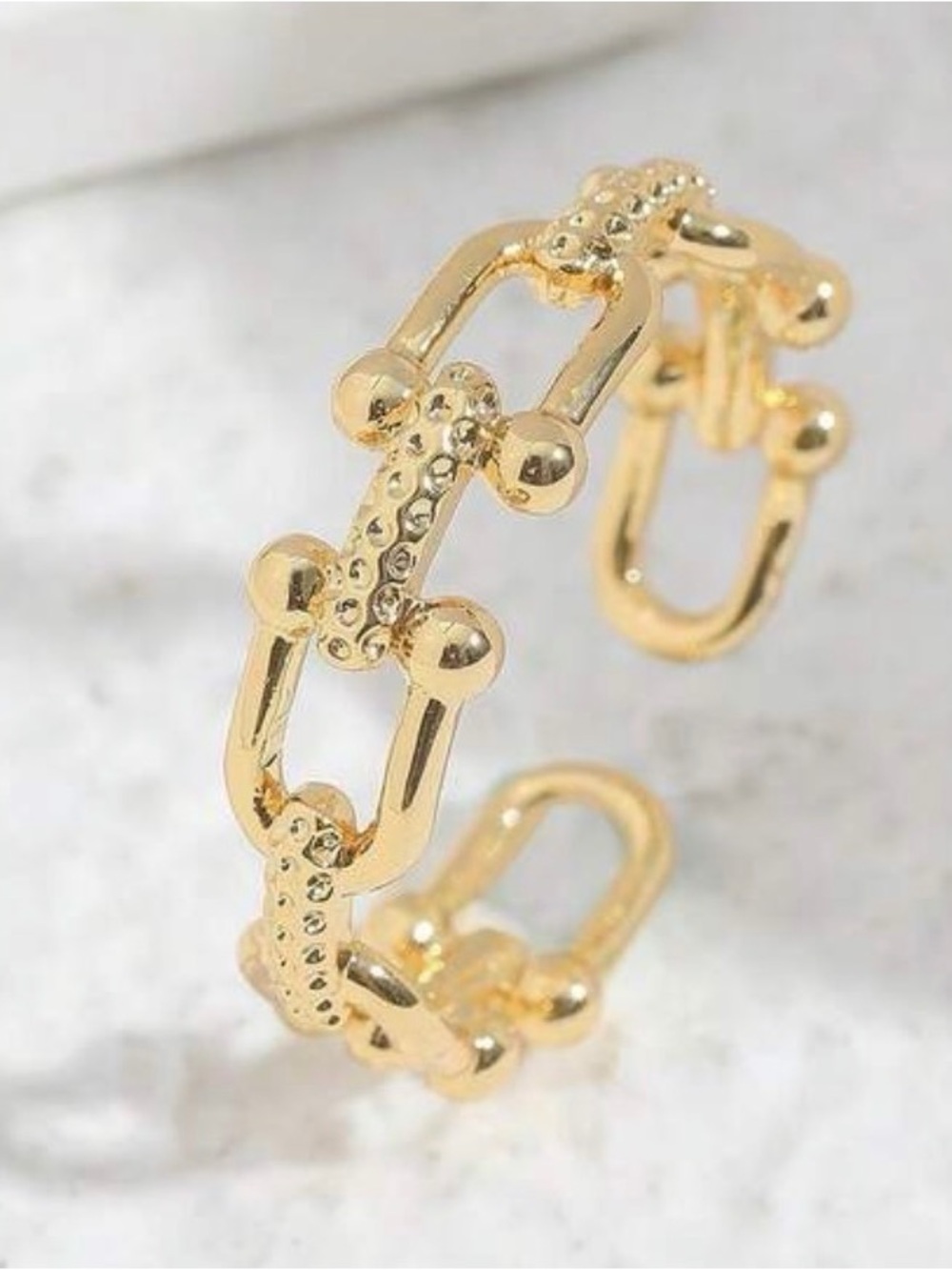 Western Horseshoe Ring Open Cuff Gold Ring